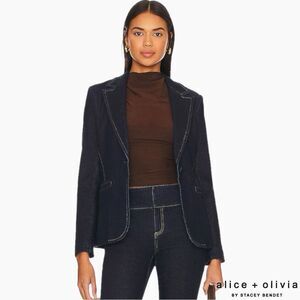 Alice + Olivia **NWT** Macey Dark Rinse Denim Fitted Blazer